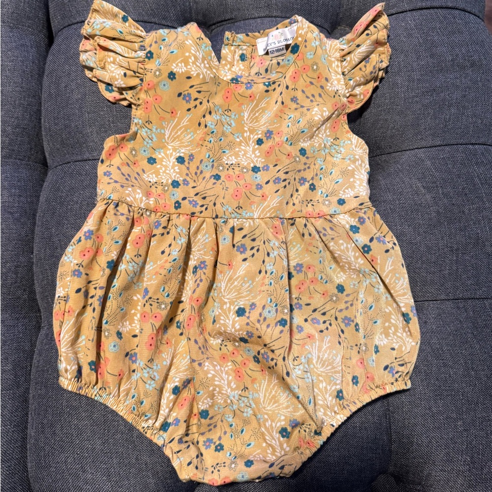 Floral Baby Romper with ruffled sleeves